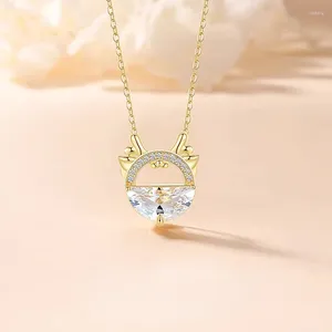 Pendentif Colliers 2024 Style chinois Dragon Année Collier avec strass Femme Zodiac Cristal Cadeau unique pour petite amie Bijoux