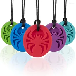 Pendentif Colliers 2024 Creative multicolore Spider Silicone collier pour enfants mode à croquer dentition filles série bijoux cadeau