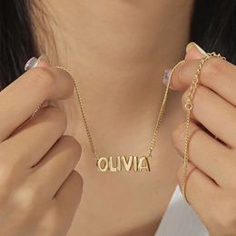 Collares colgantes 2024 Collar de letras 3D personalizado Nombre de burbuja Letras personalizadas Joyería para mujeres Regalo Navidad 231201