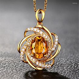 Pendentif Colliers 2024 Mignon Femme Collier Or Jeweler2 Karat Citrine Creative Rotation Moulin À Vent 18K Incrusté Couleur Pierre Précieuse