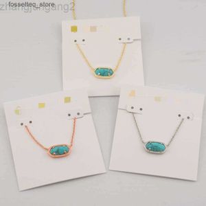 Pendentif Colliers 2024 Designer Kendras Scotts Neclace Bijoux Instagram Minimaliste Elliptique Crack Bleu Turquoise Collier Court Collier Chaîne Collaone L240309