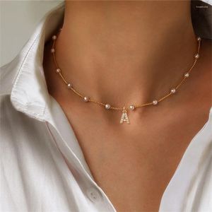 Pendentif Colliers 2024 Mode A-Z Lettre initiale Femmes Collier Tempérament Chaîne de perles pour bijoux cadeau