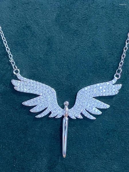 Collares colgantes 2024 Moda Big Angel Wing Phoenix Eagle Bird Cadena Collar Boda Formal Bola Novia Zircon Joyería Regalo de fiesta