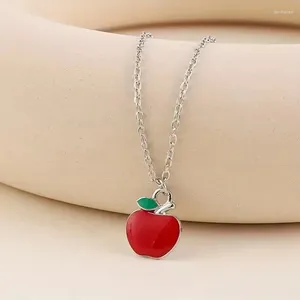 Colliers pendentifs 2024 Collier de pomme rouge de l'émail de la mode avec carte inspirante des bijoux de la journée des bijoux accessoires de fête des filles