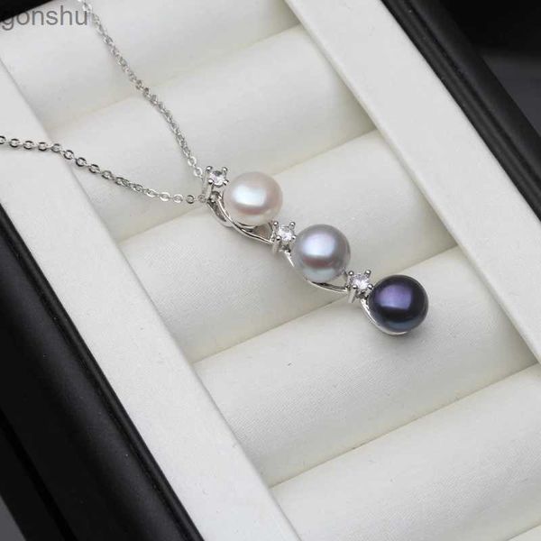Colliers de pendentif 2024 Fashionable Danshui Perle noire noire Perle pour femmes Marriage Blanc 925 Collier en argent sterling
