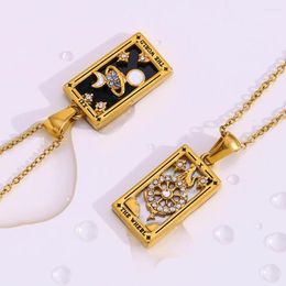 Pendentif Colliers 2024 dans Wheel World Tarot O-Chain Becklaces en acier inoxydable 18 carats plaqué or bijoux accessoires pour femmes cadeau