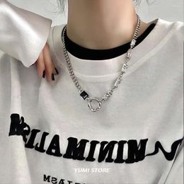 Collares colgantes 2024 Collar de circón de anillo irregular para mujeres titanio acero hip hop una cadena de suéter de moda coreana joyas de moda