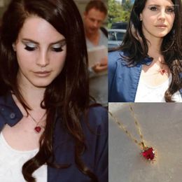 Hanger Kettingen 2024 Lana Del Rey Ketting Sierlijke Prinses Collectie Rode Kristallen Hart Choker Voor Vrouwen Sieraden Dochter Moeder Liefde gift