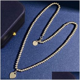 Colliers pendants 2024 Nouveau modèle de bijoux Ujkl Classic Love Heart Beads Collier Bracelet Ensembles pour les femmes d'anniversaire pour femmes Gift Saint-Valentin DHQTK