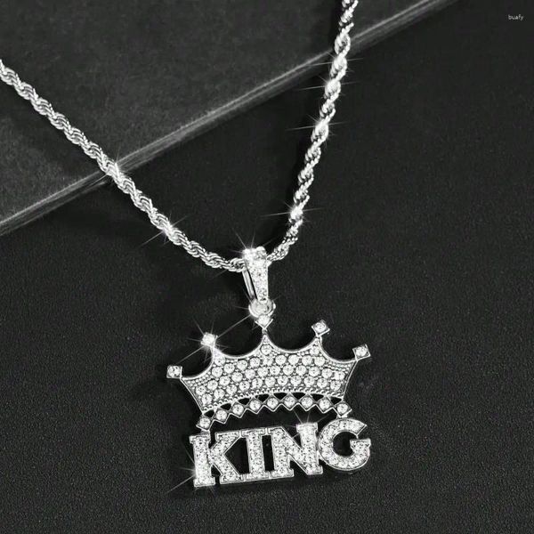 Colliers pendants 2024 Punk Hip Hop Crown King King Rhinestones Zircon Party Gift Fashion Fashion Areal inoxydable pour hommes / femmes Accessoires