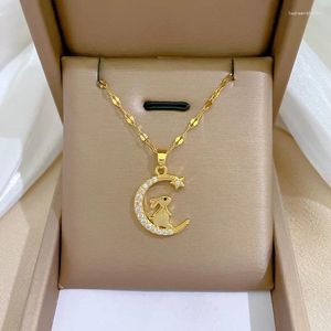 Colliers pendentifs 2024 - Jewelry Sellling Star Crescent Shape Collier Shiny Zircon Decoration adaptée à l'usure quotidienne