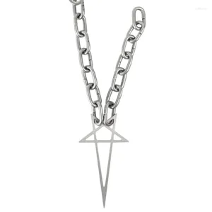 Hanger Kettingen 2024 Zilver Kleur Ketting Pentagram Punk Kraag Chokers Voor Mannen Vrouwen Sieraden Esthetische Dikke