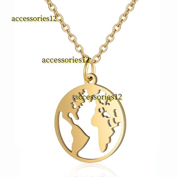 Collares colgantes 2024 pequeño globo mapa del mundo colgante femenino Color dorado 14k oro amarillo Día de la Tierra collar al aire libre para mujeres joyería collar de regalo de alta calidad