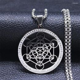 Pendentif Colliers 2024 Acier inoxydable Sacré Géométrique Fleur De Vie Collier Tempérament Toute La Chaîne De Clavicule Ronde Pour Hommes Et Femmes