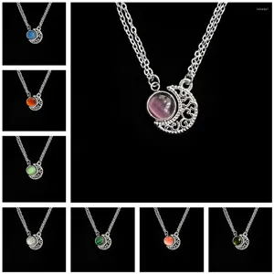 Colliers pendants 2024 Sun Moon Gem Collier pour les femmes Bijoux de mode pendante creux gothique.