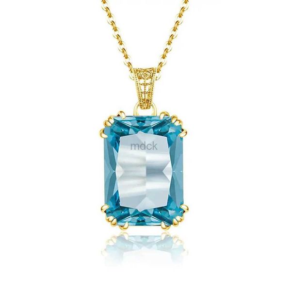 Colliers de pendentif 2024 tendance ciel bleu topaze aquamarine collier pendentif pour femmes argent 925 bijoux victorien étoile filigrane