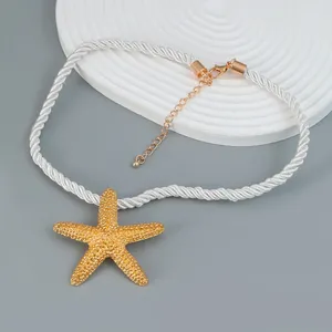 Pendentif Colliers 2024 Collier d'été à la mode Vintage Gold Couleur Starfish pour femmes Cadeaux de fête de vacances Bijoux Accessoires