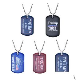 Pendentif Colliers 2024 Trump Collier En Acier Inoxydable Nous Élection Américaine Cadeau Créatif Décoration Fournitures 5 Styles Drop Delivery Dhbtq