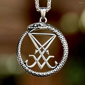 Hanger Kettingen 2024 Uniek Ontwerp Roestvrij Staal Ronde Slang Lucifer Satan Signet Cool Sieraden Voor Mannen CADEAU