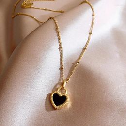 Collares colgantes 2024 Vintage Collar de corazón de doble cara para mujeres Chica Cadena de clavícula Gargantilla Moda Joyería de moda Regalo Fiesta