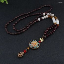 Hanger Kettingen 2024 Vintage Nepal Lange Boeddha Ketting Hout Kralen Voor Vrouwen Etnische Boheemse Lucky India Sieraden