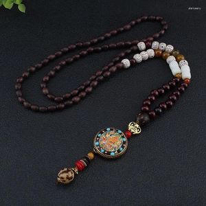 Pendentif Colliers 2024 Vintage Népal Long Bouddha Collier Bois Perlé Pour Femmes Ethnique Bohème Chanceux Inde Bijoux