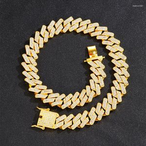 Pendentif Colliers 20mm HipHop 3 rangées glacé chaîne cubaine lien collier pour hommes or argent couleur strass pavé hommes anniversaire bijoux cadeau