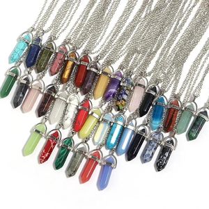 Hanger Kettingen 20st Natuurlijke Kwarts Kristal Zeshoekige Chakra Healing Point Slinger Ketting Groothandel