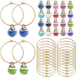 Pendentif Colliers 20pcs 12mm diamètre cristal boule de verre charmes et 50pcs 25mm vin charme anneaux boucle d'oreille perles cerceau pour bricolage artisanat