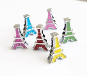 Pendentif Colliers 20pcs 8mm émail Tour Eiffel Slide Charms DIY Accessoire Fit Bracelet Ceintures