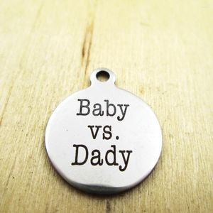 Hanger kettingen 20 stcs/lot-baby vs dady roestvrij staal charmes laser gegraveerd aangepaste doe-het-zelfhangers