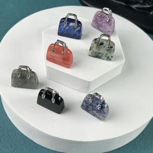 Colliers pendants 20pcs Natural Stone Mini Bag Ornement Charmes Healing Crystal Reiki Gemstone Handsbag Craft Home Decoration Gift