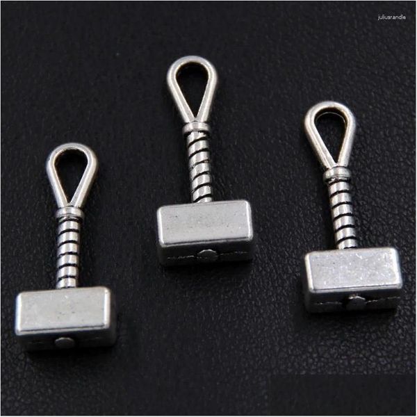 Collares colgantes 20 unids Sier Color Mjolnir Hammer Charm Colgantes para joyería DIY A2390 Entrega de gota Ottzs