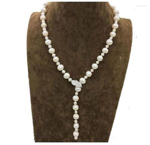 Colliers pendentifs 22''7-11mm mer du sud véritable perle blanche écharpe collier bijoux fins