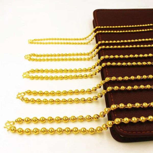 Colliers pendants 24 carats d'or solide de 4 mm-10 mm perles à billes