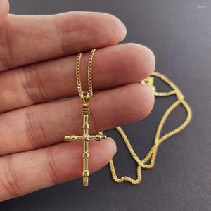Collares colgantes Collar de oro de 24 quilates Cruz de fe religiosa para mujeres Hombres Regalos de joyería
