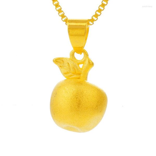 Pendentif Colliers Plaqué Or 24K Pour Femmes Filles Mignon Pomme Collier Anniversaire Anniversaire De Mariage Bijoux Cadeau De Noël