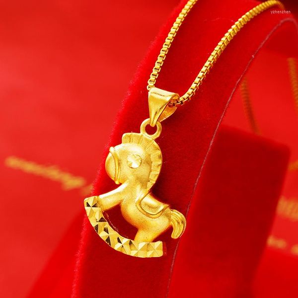 Collares pendientes Chapado en oro de 24 quilates para mujer Collar de caballo lindo Fiesta étnica Aniversario Cumpleaños Compromiso Joyería