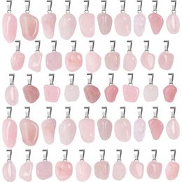 Hanger kettingen 24 stks natuursteen roze kristallen gefacetteerde rozenkwarts voor doe -het -zelf sieraden maken kettingaccessoires vrouwen cadeau maat