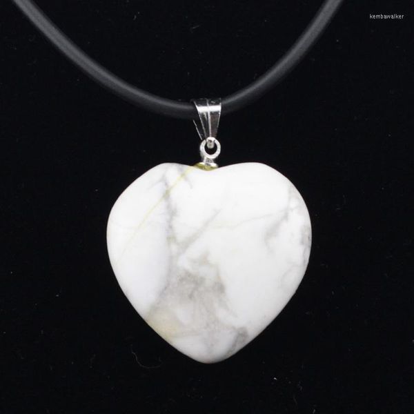 Granos naturales pendientes de la piedra de Howlite de la forma del corazón de los collares 25x25m m para el regalo de la mujer ¡Venta al por mayor!