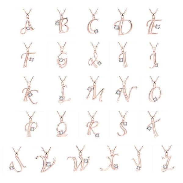 Pendentif Colliers 26 Lettre Majuscule Collier Initial Mode Unique Diamant A-Z Alphabet Bijoux Cadeau De Noël