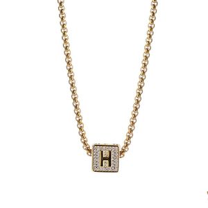 Hanger Kettingen 26 Engels Alfabet Vierkante Hanger Ketting Heren Hip Hop Kettingen Sieraden Iced Out H Brief Goud Drop levering Jewe Dhdlq