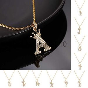 Pendentif Colliers 26 Anglais Lettre De Mode Couronne Pendentif Collier De Luxe Zircon Alphabet Pendentif Bijoux Femmes Hommes Nom Initial Colliers J230817