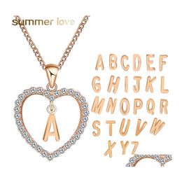 Hanger kettingen 26 letters hart liefde kristal ketting vrouwen sier gouden ketting kubieke zirkonia persoonlijke idee￫n luxe pandent mode otdf5