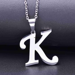 Hanger Kettingen 26 Letters Ketting Roestvrij Staal Eerste Kettingen Voor Vrouwen Mannen Hanger Grote Alfabet Ketting Op De Hals Choker Cadenas Hombre J230601