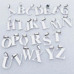 Pendentif Colliers 26 pièces Lettre A - Z Charmes Alphabet en acier inoxydable 2x2cm Accessoires pour bricolage collier bijoux composants résultats