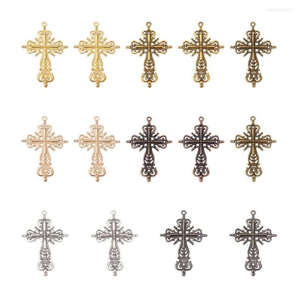 Pendentif Colliers 28pcs / Set Creux Alliage Croix Grands Pendentifs Religion Thème Cadmium Sans Plomb Couleur Mixte Charmes Pour La Fabrication De Bijoux DIY