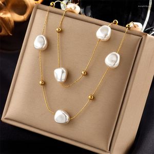 Pendentif Colliers 2in1 Grand Collier De Perles Pour Femmes Tendance Filles Cou Bijoux Chaîne Fête De Mariage Cadeau En Gros