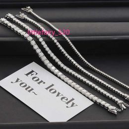 Pendentif Colliers 2mm 3mm 4mm 5mm VVS Ronde Moissanite Tennis Bracelet Silver925 Hip Hop Style Bijoux Usine Prix Tennis Chaîne