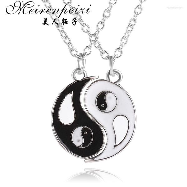 Collares colgantes 2pc BFF Charm Collar Ocho Diagramas Yin Yang BlackWhite Amigo Amistad Parejas Amante Regalo de Año de San Valentín